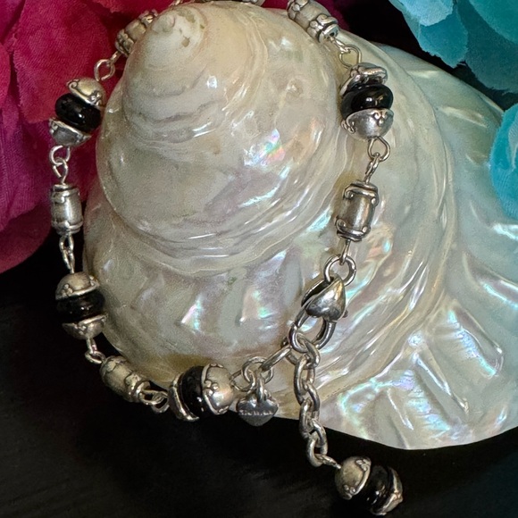 🩶 BRIGHTON BRACELET RETIRED BLACK & SILVER WITH STATIONS - Picture 6 of 15
